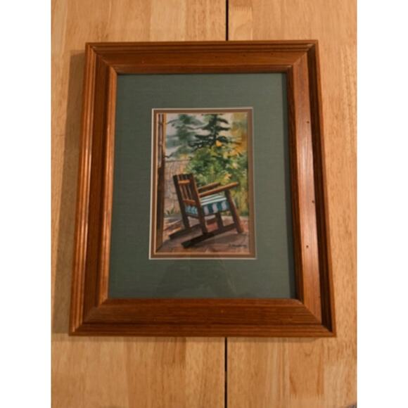 None Other - Southwest Artist D Madaras Artwork Framed & Matted Print Pine Forest Cabin Scene